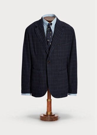 Blazers sport Ralph Lauren bleu marine non structurés en coton et lin pour homme