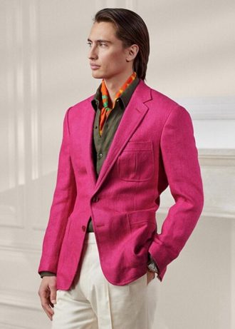Blazers sport roses pour hommes Ralph Lauren Kent en lin et soie tissés à la main