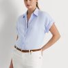 Bleu Chemises à manches chauve-souris Ralph Lauren en lin pour femmes Bleu Chemises à manches chauve-souris Ralph Lauren en lin pour femmes