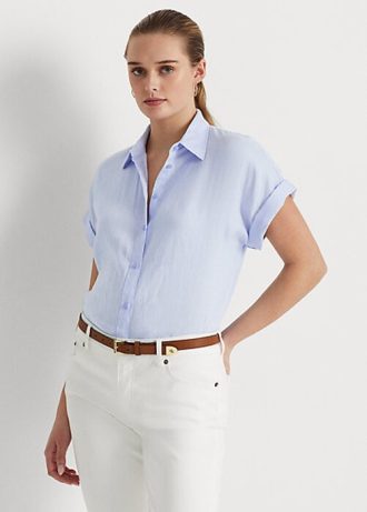 Bleu Chemises à manches chauve-souris Ralph Lauren en lin pour femmes