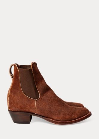 Bottes Chelsea Plainview en daim marron pour femmes Ralph Lauren