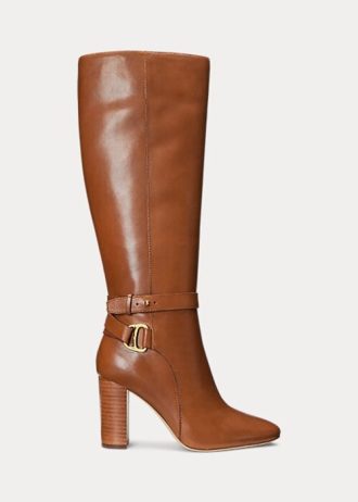 Bottes d&rsquo;équitation en cuir bruni Makenna de Ralph Lauren pour femme