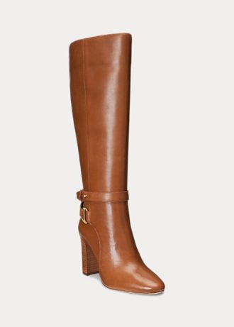 Bottes d&rsquo;équitation en cuir bruni Makenna de Ralph Lauren pour femme