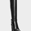 Bottes d’équitation en cuir bruni Makenna noires pour femmes Ralph Lauren Bottes d’équitation en cuir bruni Makenna noires pour femmes Ralph Lauren