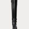 Bottes d’équitation en cuir bruni Makenna noires pour femmes Ralph Lauren Bottes d’équitation en cuir bruni Makenna noires pour femmes Ralph Lauren