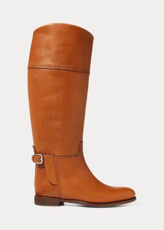 Bottes d&rsquo;équitation marron en cuir de veau Sallen pour femme Ralph Lauren