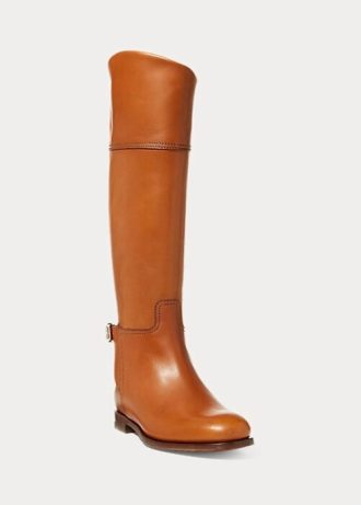 Bottes d&rsquo;équitation marron en cuir de veau Sallen pour femme Ralph Lauren