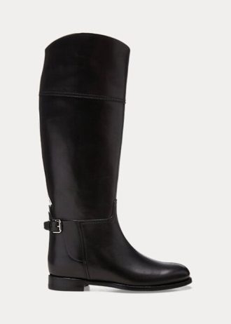 Bottes d&rsquo;équitation noires en cuir de veau Sallen pour femmes Ralph Lauren