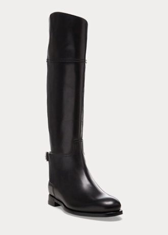 Bottes d&rsquo;équitation noires en cuir de veau Sallen pour femmes Ralph Lauren