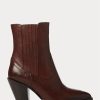 Bottes de cowboy en cuir marron foncé Ralph Lauren Lowrey pour femmes Bottes de cowboy en cuir marron foncé Ralph Lauren Lowrey pour femmes