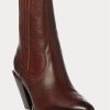 Bottes de cowboy en cuir marron foncé Ralph Lauren Lowrey pour femmes Bottes de cowboy en cuir marron foncé Ralph Lauren Lowrey pour femmes