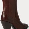 Bottes de cowboy en cuir marron foncé Ralph Lauren Lowrey pour femmes Bottes de cowboy en cuir marron foncé Ralph Lauren Lowrey pour femmes