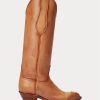 Bottes de cowboy en cuir marron pour femmes Ralph Lauren Kiera Bottes de cowboy en cuir marron pour femmes Ralph Lauren Kiera