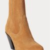 Bottes de cowboy en daim marron Ralph Lauren Lowrey pour femmes Bottes de cowboy en daim marron Ralph Lauren Lowrey pour femmes