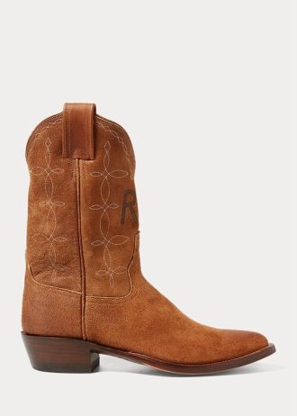 Bottes de cowboy en daim marron Ralph Lauren Plainview pour homme