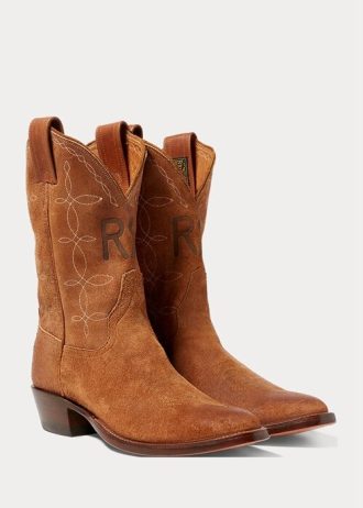 Bottes de cowboy en daim marron Ralph Lauren Plainview pour homme