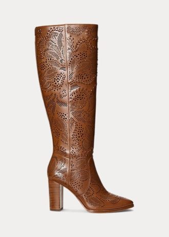 Bottes en cuir bruni Ashlynn de Ralph Lauren pour femme