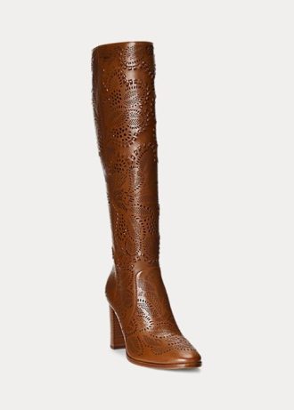 Bottes en cuir bruni Ashlynn de Ralph Lauren pour femme