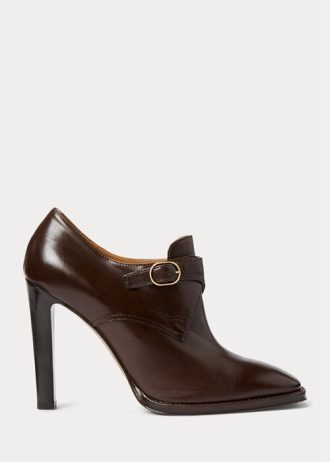 Bottes en cuir de veau bruni Lydell de Ralph Lauren marron foncé pour femme