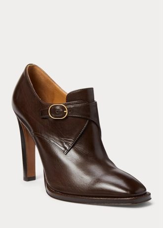 Bottes en cuir de veau bruni Lydell de Ralph Lauren marron foncé pour femme