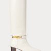 Bottes en cuir de veau ciré Ralph Lauren Polo ID pour femme, couleur crème Bottes en cuir de veau ciré Ralph Lauren Polo ID pour femme, couleur crème