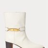 Bottes en cuir de veau ciré Ralph Lauren Polo ID pour femme, couleur crème Bottes en cuir de veau ciré Ralph Lauren Polo ID pour femme, couleur crème