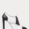Bottes en cuir de veau color-block noires et blanches pour femme Ralph Lauren Cerri