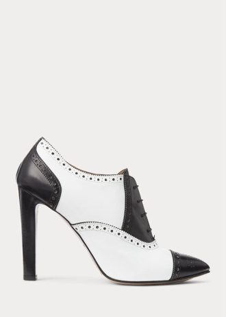 Bottes en cuir de veau color-block noires et blanches pour femme Ralph Lauren Cerri