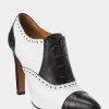 Bottes en cuir de veau color-block noires et blanches pour femme Ralph Lauren Cerri