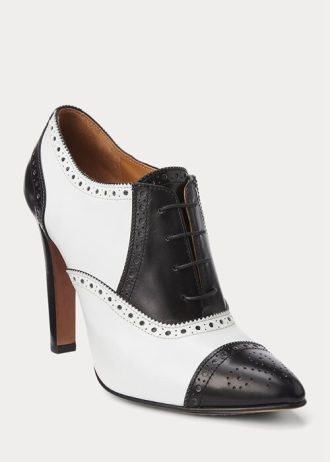 Bottes en cuir de veau color-block noires et blanches pour femme Ralph Lauren Cerri