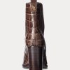 Bottes en cuir gaufré marron Ralph Lauren Ylah pour femme