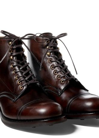 Bottes en cuir marron Ralph Lauren pour hommes