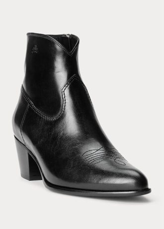 Bottes en cuir noires Lucille Ralph Lauren pour femmes