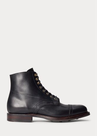 Bottes en cuir noires Ralph Lauren pour hommes