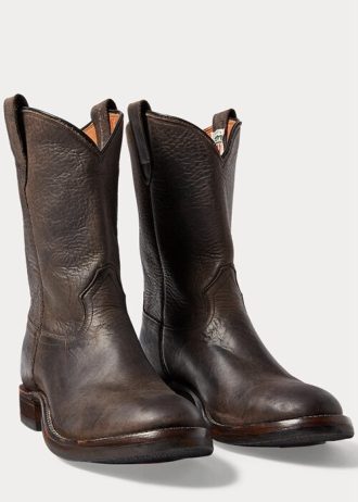 Bottes en cuir noires Ralph Lauren pour hommes