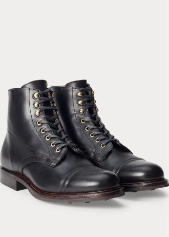 Bottes en cuir noires Ralph Lauren pour hommes