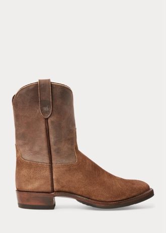 Bottes en daim et cuir marron Ralph Lauren pour homme