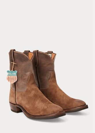 Bottes en daim et cuir marron Ralph Lauren pour homme