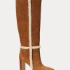 Bottes en daim marron Ralph Lauren Aubri pour femmes Bottes en daim marron Ralph Lauren Aubri pour femmes