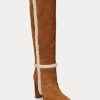 Bottes en daim marron Ralph Lauren Aubri pour femmes Bottes en daim marron Ralph Lauren Aubri pour femmes