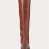 Bottes hautes en cuir de veau marron Ralph Lauren pour femme Bottes hautes en cuir de veau marron Ralph Lauren pour femme