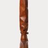 Bottes hautes en cuir de veau marron Ralph Lauren Zoe pour femme Bottes hautes en cuir de veau marron Ralph Lauren Zoe pour femme