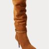 Bottes hautes en cuir de veau suédé marron Ralph Lauren Zoe pour femme Bottes hautes en cuir de veau suédé marron Ralph Lauren Zoe pour femme