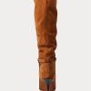 Bottes hautes en cuir de veau suédé marron Ralph Lauren Zoe pour femme Bottes hautes en cuir de veau suédé marron Ralph Lauren Zoe pour femme