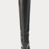Bottes hautes noires en cuir de veau Ralph Lauren pour femmes Bottes hautes noires en cuir de veau Ralph Lauren pour femmes
