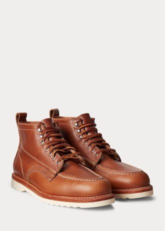 Bottes à lacets en cuir marron Ralph Lauren pour homme