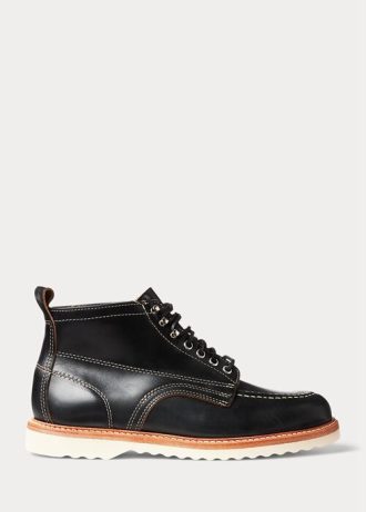 Bottes à lacets en cuir noires Ralph Lauren pour hommes
