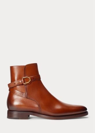 Bottes marron Ralph Lauren Welington en cuir de veau bruni pour homme
