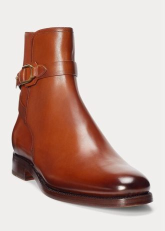 Bottes marron Ralph Lauren Welington en cuir de veau bruni pour homme