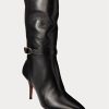 Bottes mi-mollet noires en cuir de veau Ralph Lauren Zoe pour femmes Bottes mi-mollet noires en cuir de veau Ralph Lauren Zoe pour femmes